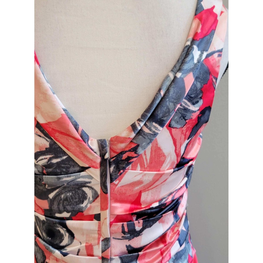 Express Pink White Navy Floral Ruched Mini Dress - Picture 7 of 7